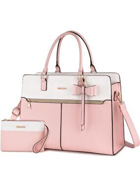 Stylish Waterproof PU Leather Laptop Tote Bag for Women, 15.6 inch Work Bag